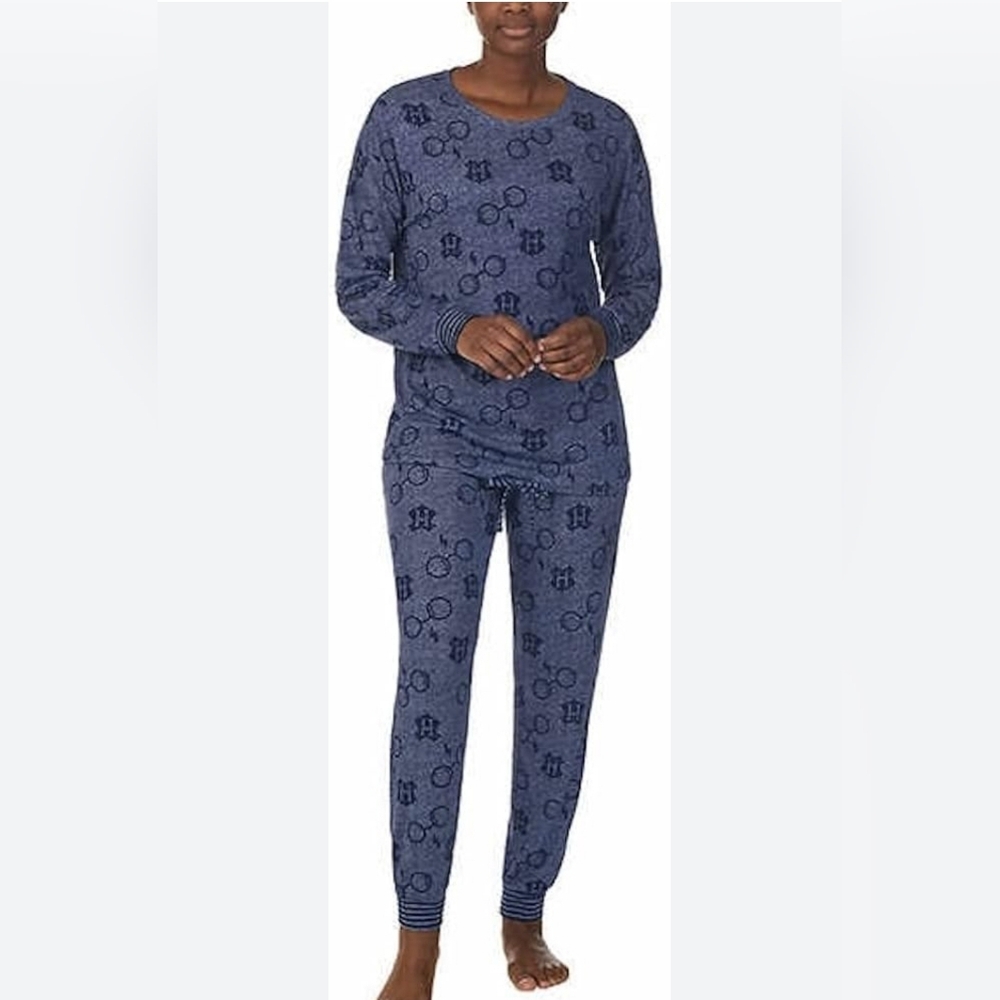 EUC Harry Potter Blue Patterned Pajama Set